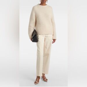 Jil Sander Cropped Cotton Straight Leg Pants - Butter - Size 38